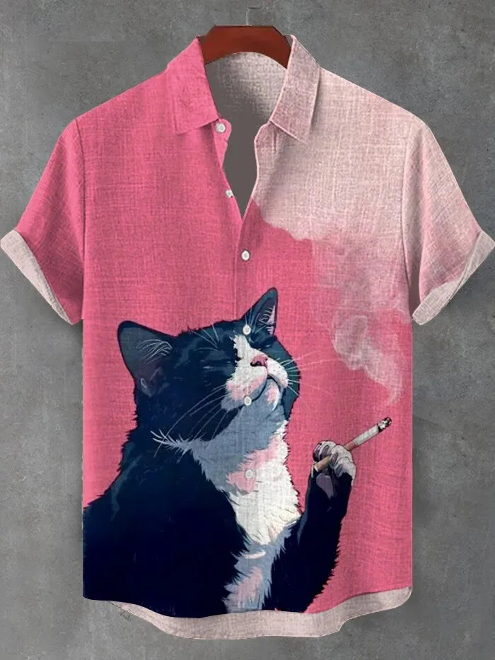 Fashion Men's Hawaiian Graphics Shirt Short Sleeved Button Down Lapel Shirt For Summer Oversized Tops Casual Shirts For Men